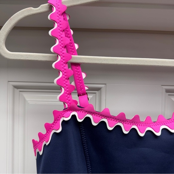 LILLY PULITZER SHELLBEE True Navy Blue Pink Ric Rac Scuba Lined Dress - Picture 6 of 16